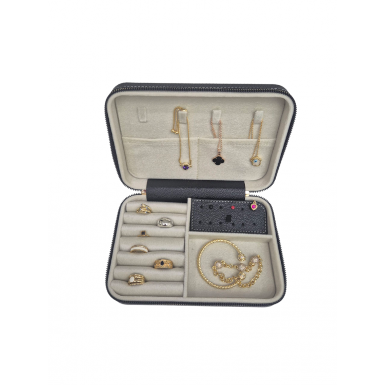 Kadın Takı Kutusu  Ahşap  Çok Gözlü, Taşınabilir, Fermuarlı Mücevher Saklama ve Düzenleme Kutusu – Yüzük, Kolye, Bilezik Organizer”