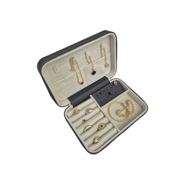 Kadın Takı Kutusu  Ahşap  Çok Gözlü, Taşınabilir, Fermuarlı Mücevher Saklama ve Düzenleme Kutusu – Yüzük, Kolye, Bilezik Organizer”