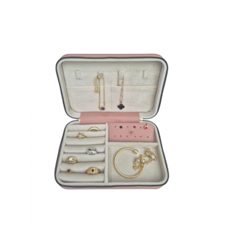 Kadın Takı Kutusu  Ahşap  Çok Gözlü, Taşınabilir, Fermuarlı Mücevher Saklama ve Düzenleme Kutusu – Yüzük, Kolye, Bilezik Organizer”