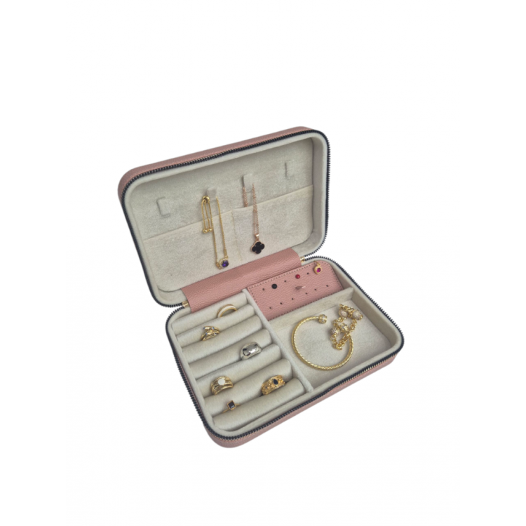 Kadın Takı Kutusu  Ahşap  Çok Gözlü, Taşınabilir, Fermuarlı Mücevher Saklama ve Düzenleme Kutusu – Yüzük, Kolye, Bilezik Organizer”