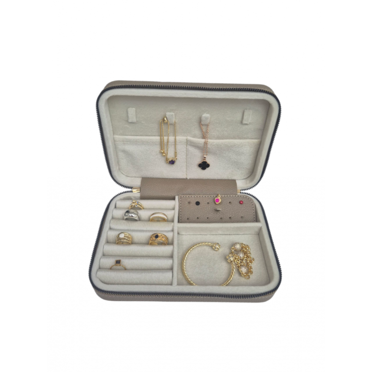 Kadın Takı Kutusu  Ahşap  Çok Gözlü, Taşınabilir, Fermuarlı Mücevher Saklama ve Düzenleme Kutusu – Yüzük, Kolye, Bilezik Organizer”