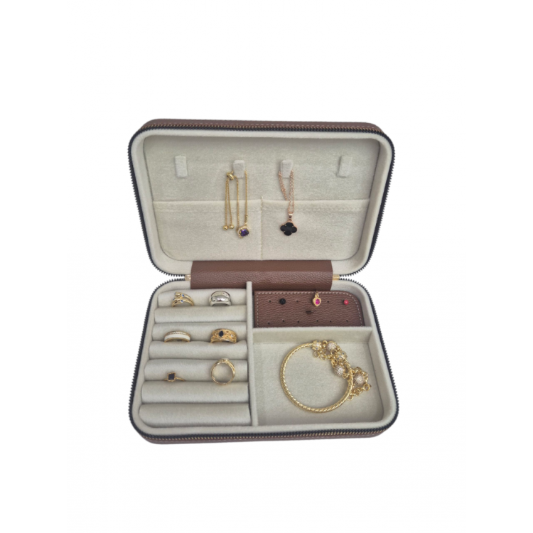 Kadın Takı Kutusu  Ahşap  Çok Gözlü, Taşınabilir, Fermuarlı Mücevher Saklama ve Düzenleme Kutusu – Yüzük, Kolye, Bilezik Organizer”