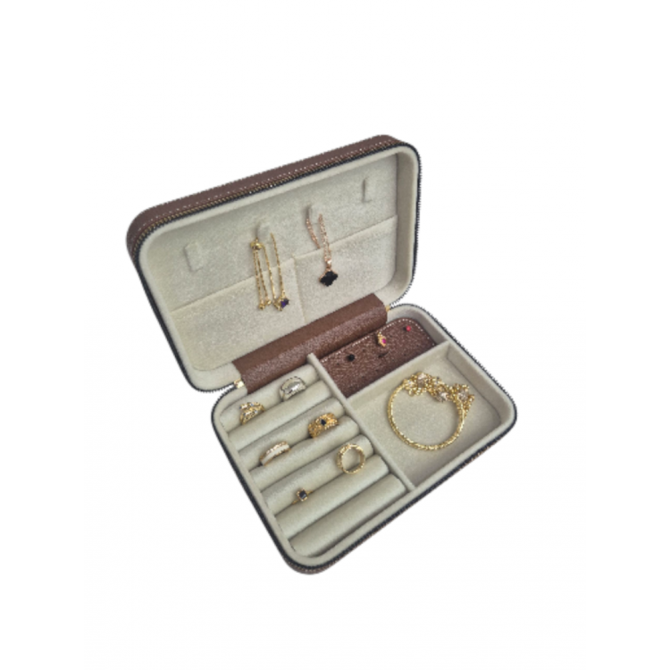 Kadın Takı Kutusu  Ahşap  Çok Gözlü, Taşınabilir, Fermuarlı Mücevher Saklama ve Düzenleme Kutusu – Yüzük, Kolye, Bilezik Organizer”