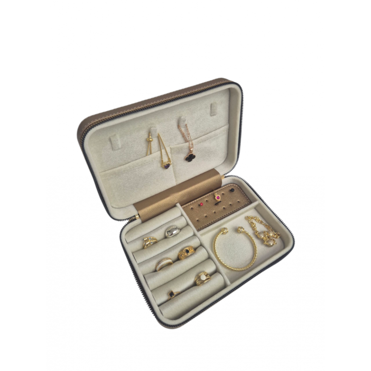 Kadın Takı Kutusu  Ahşap  Çok Gözlü, Taşınabilir, Fermuarlı Mücevher Saklama ve Düzenleme Kutusu – Yüzük, Kolye, Bilezik Organizer”