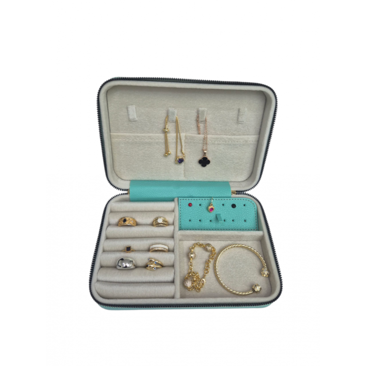 Kadın Takı Kutusu  Ahşap  Çok Gözlü, Taşınabilir, Fermuarlı Mücevher Saklama ve Düzenleme Kutusu – Yüzük, Kolye, Bilezik Organizer”