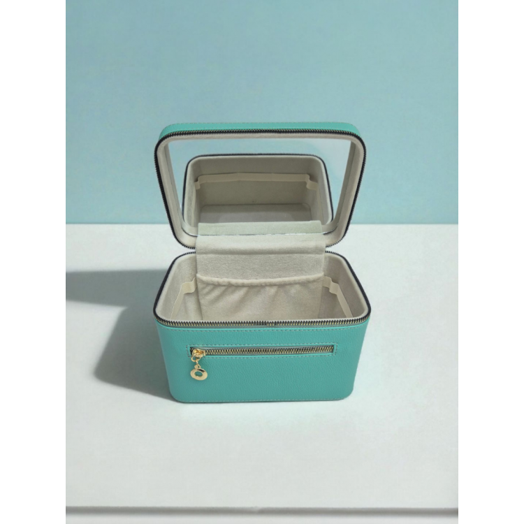 Aynalı Makyaj ve Takı Düzenleme Çantası - Fermuarlı Taşıma Kutusu