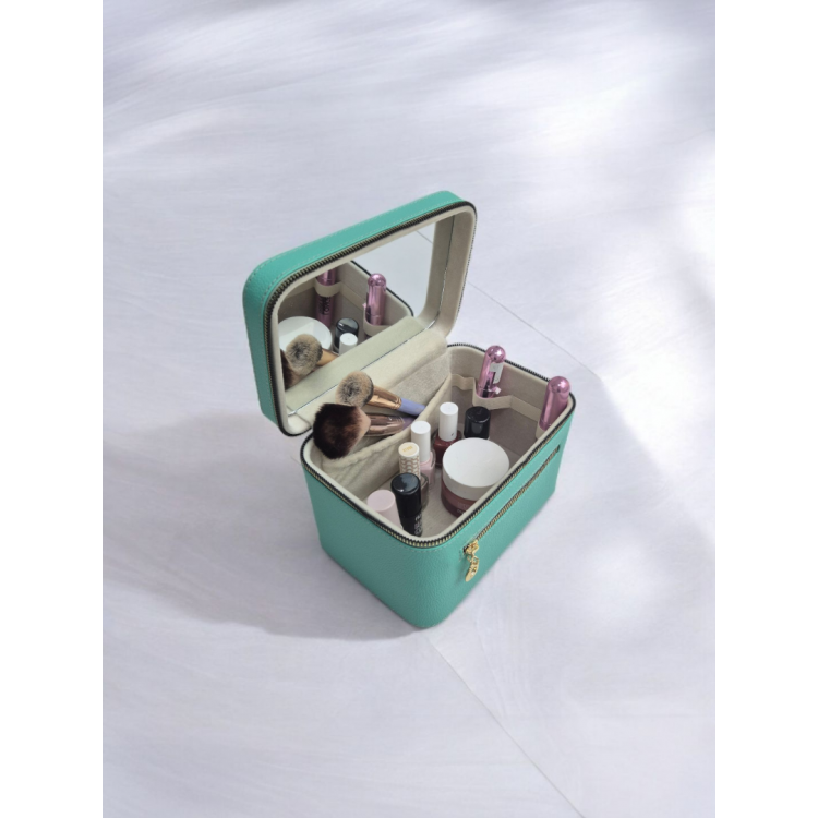 Aynalı Makyaj ve Takı Düzenleme Çantası - Fermuarlı Taşıma Kutusu