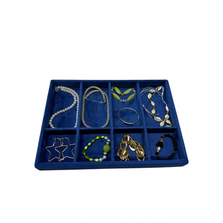 Çekmece İçi Ahşap Takı ve Gözlük Düzenleyici 8 Bölmeli Baby Face Kumaş Organizer