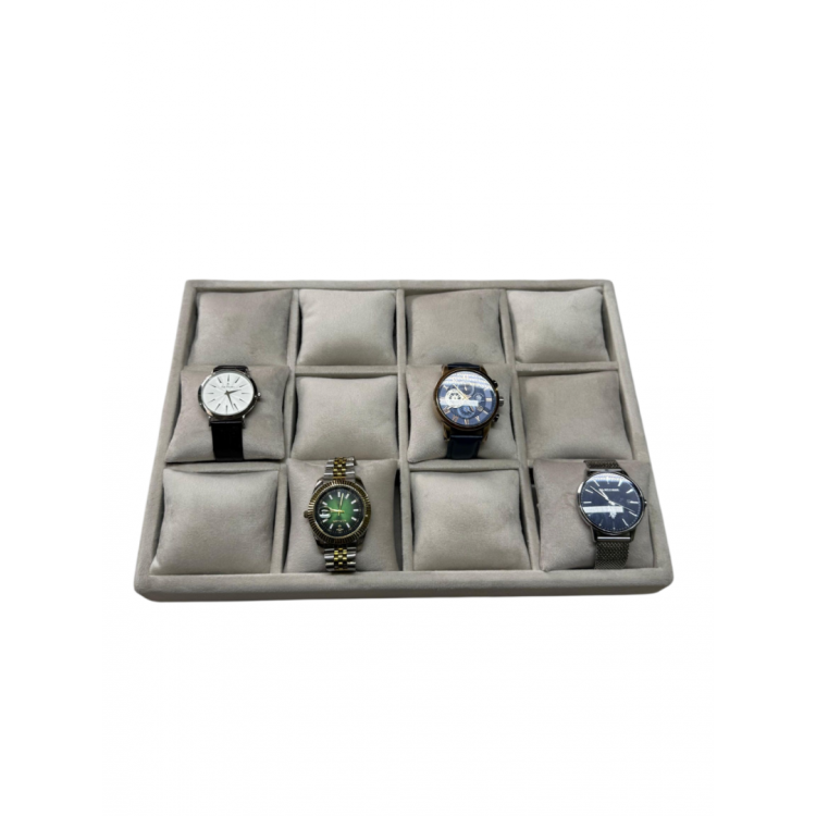 12 Bölmeli Ahşap Saat Kutusu Baby Face Kumaş Saat Düzenleyici