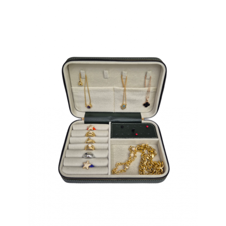 Kadın Takı Kutusu  Ahşap  Çok Gözlü, Taşınabilir, Fermuarlı Mücevher Saklama ve Düzenleme Kutusu – Yüzük, Kolye, Bilezik Organizer”