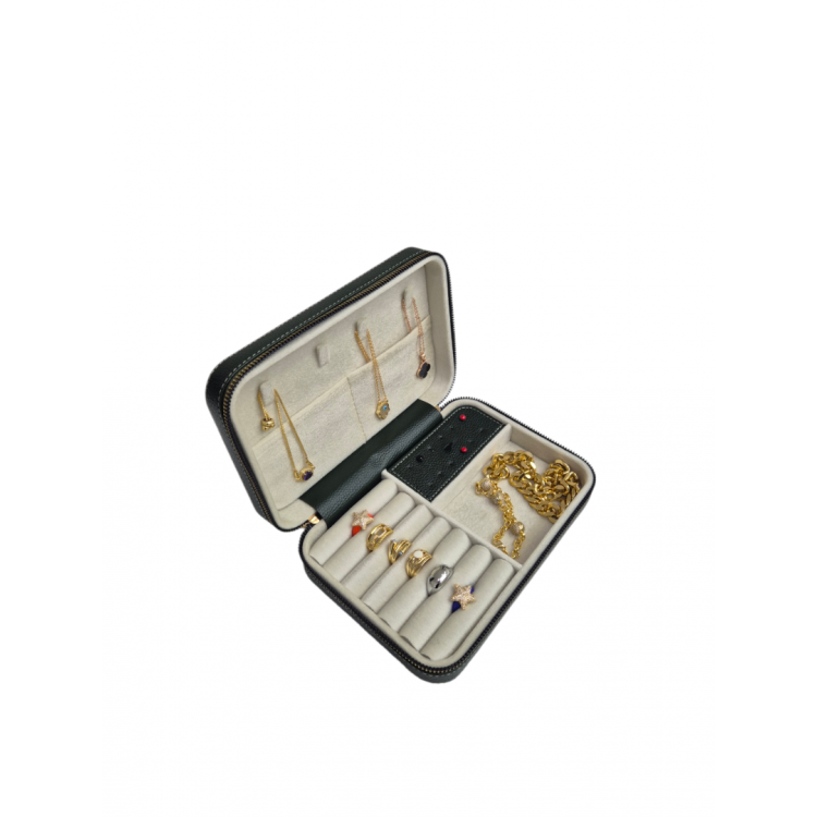 Kadın Takı Kutusu  Ahşap  Çok Gözlü, Taşınabilir, Fermuarlı Mücevher Saklama ve Düzenleme Kutusu – Yüzük, Kolye, Bilezik Organizer”