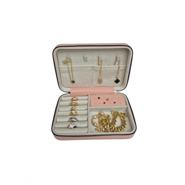 Kadın Takı Kutusu  Ahşap  Çok Gözlü, Taşınabilir, Fermuarlı Mücevher Saklama ve Düzenleme Kutusu – Yüzük, Kolye, Bilezik Organizer”