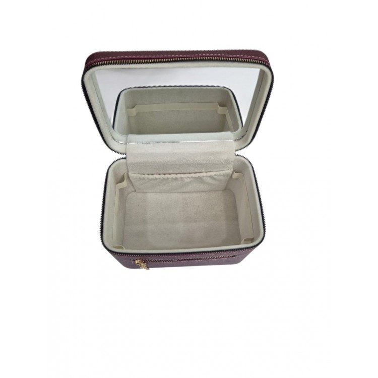 Aynalı Makyaj ve Takı Düzenleme Çantası - Fermuarlı Taşıma Kutusu
