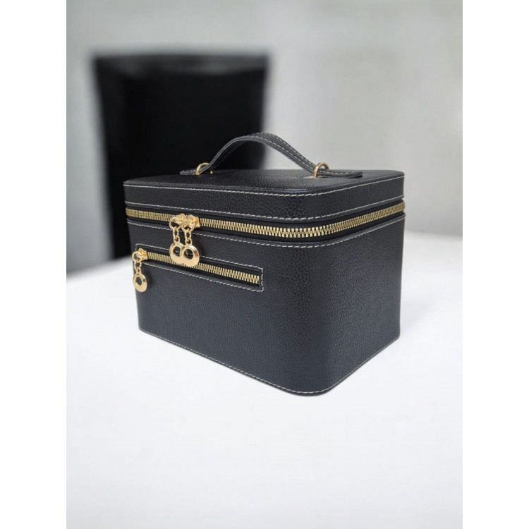 Aynalı Makyaj ve Takı Düzenleme Çantası - Fermuarlı Taşıma Kutusu