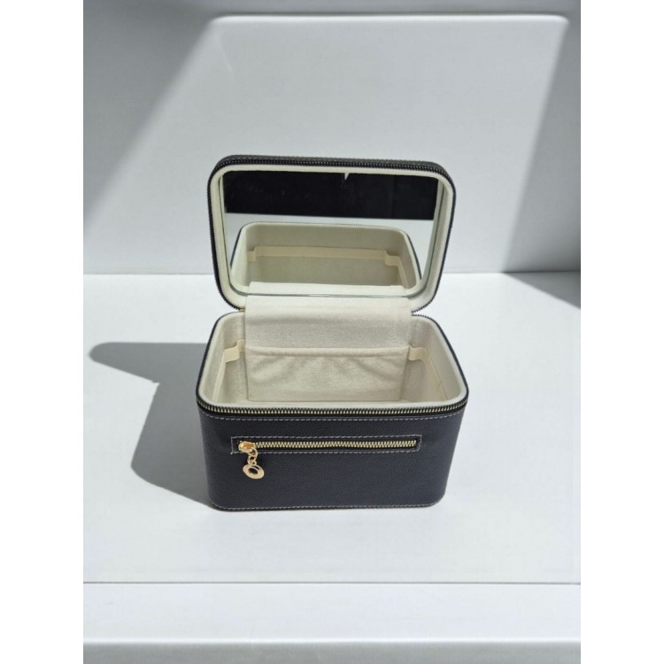 Aynalı Makyaj ve Takı Düzenleme Çantası - Fermuarlı Taşıma Kutusu