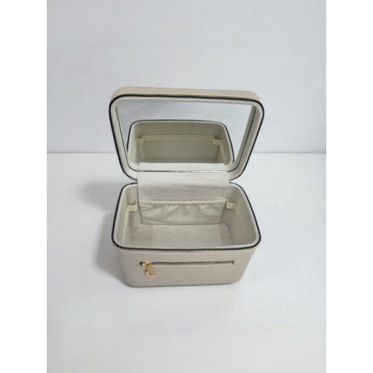 Aynalı Makyaj ve Takı Düzenleme Çantası - Fermuarlı Taşıma Kutusu