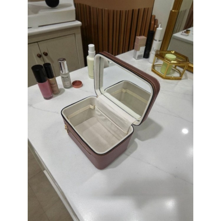 Aynalı Makyaj ve Takı Düzenleme Çantası - Fermuarlı Taşıma Kutusu