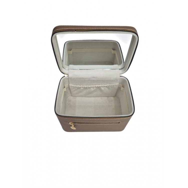 Aynalı Makyaj ve Takı Düzenleme Çantası - Fermuarlı Taşıma Kutusu