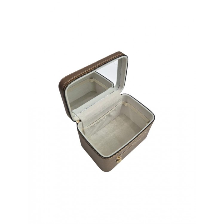 Aynalı Makyaj ve Takı Düzenleme Çantası - Fermuarlı Taşıma Kutusu