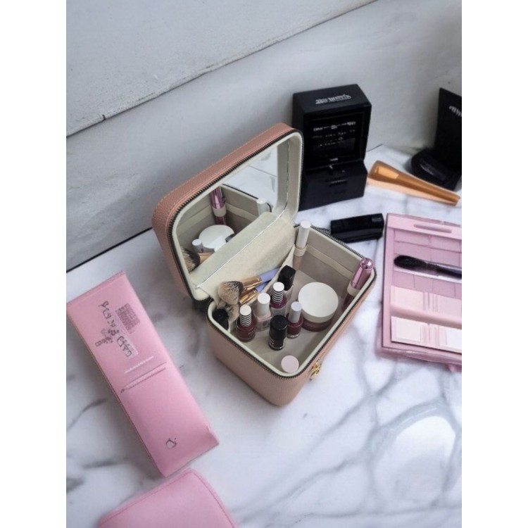 Aynalı Makyaj ve Takı Düzenleme Çantası - Fermuarlı Taşıma Kutusu