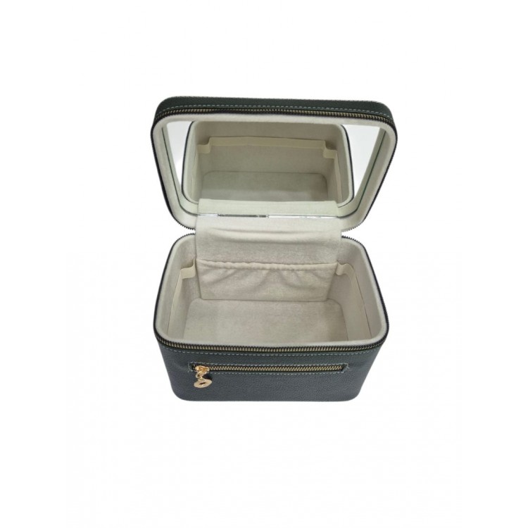 Aynalı Makyaj ve Takı Düzenleme Çantası - Fermuarlı Taşıma Kutusu