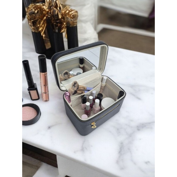 Aynalı Makyaj ve Takı Düzenleme Çantası - Fermuarlı Taşıma Kutusu