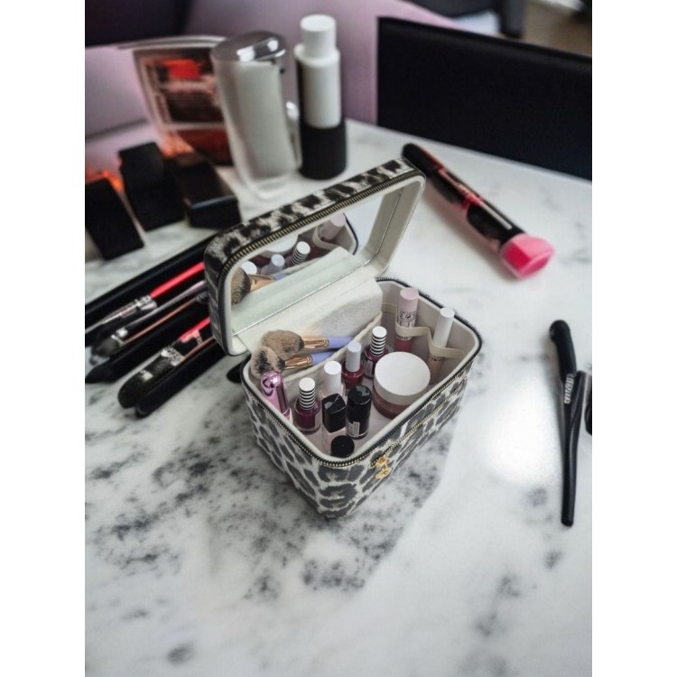 Aynalı Makyaj ve Takı Düzenleme Çantası - Fermuarlı Taşıma Kutusu