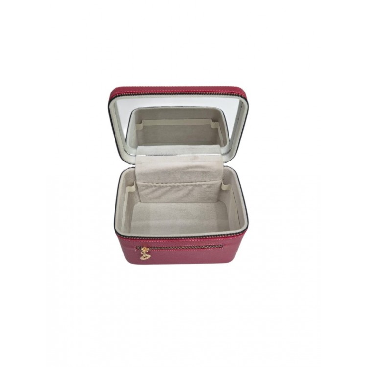 Aynalı Makyaj ve Takı Düzenleme Çantası - Fermuarlı Taşıma Kutusu