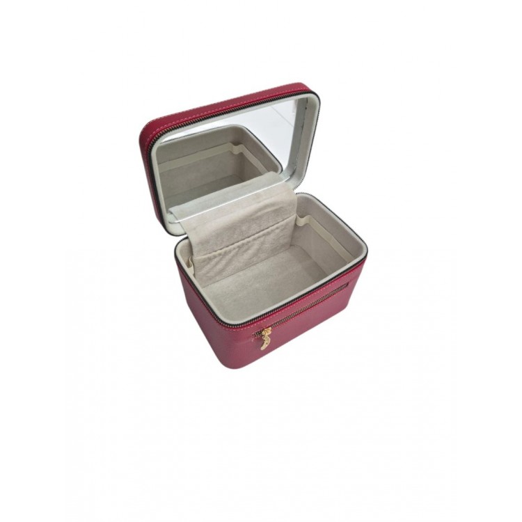 Aynalı Makyaj ve Takı Düzenleme Çantası - Fermuarlı Taşıma Kutusu