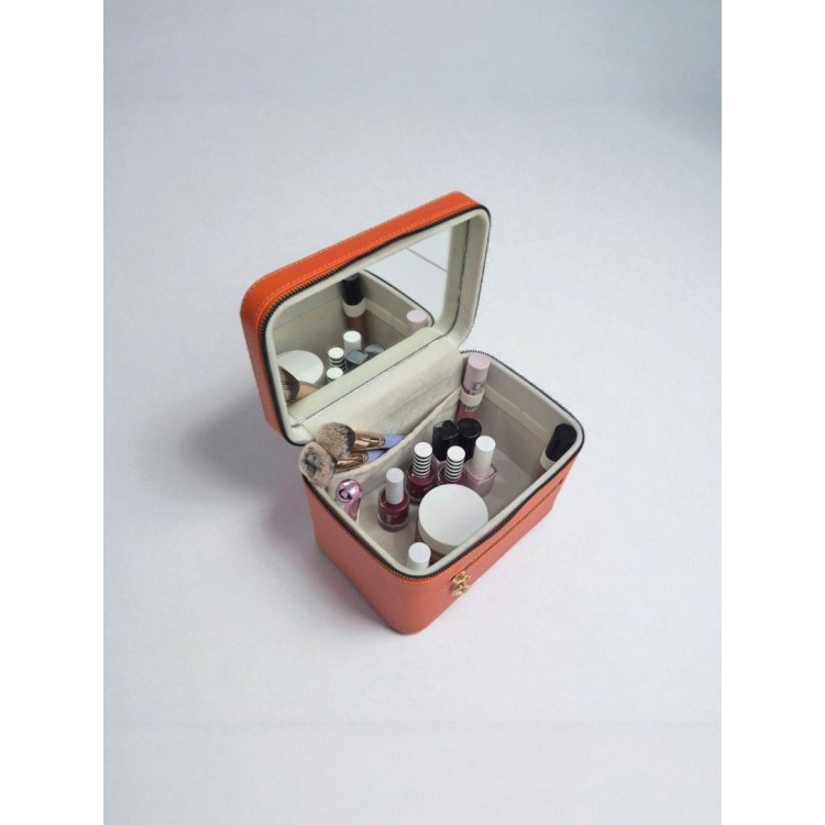 Aynalı Makyaj ve Takı Düzenleme Çantası - Fermuarlı Taşıma Kutusu