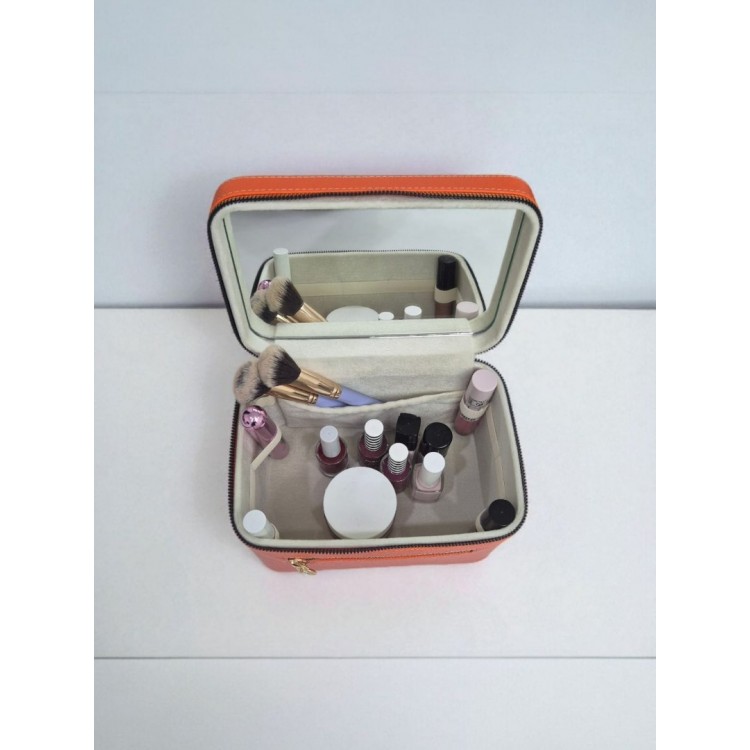 Aynalı Makyaj ve Takı Düzenleme Çantası - Fermuarlı Taşıma Kutusu