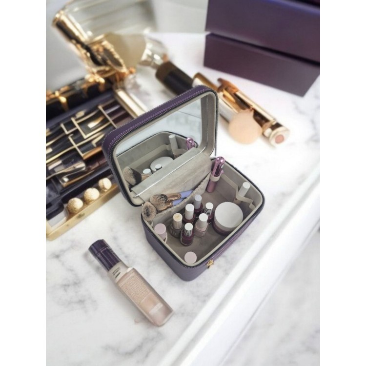 Aynalı Makyaj ve Takı Düzenleme Çantası - Fermuarlı Taşıma Kutusu