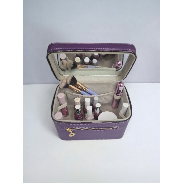 Aynalı Makyaj ve Takı Düzenleme Çantası - Fermuarlı Taşıma Kutusu