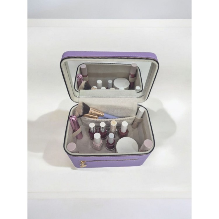 Aynalı Makyaj ve Takı Düzenleme Çantası - Fermuarlı Taşıma Kutusu