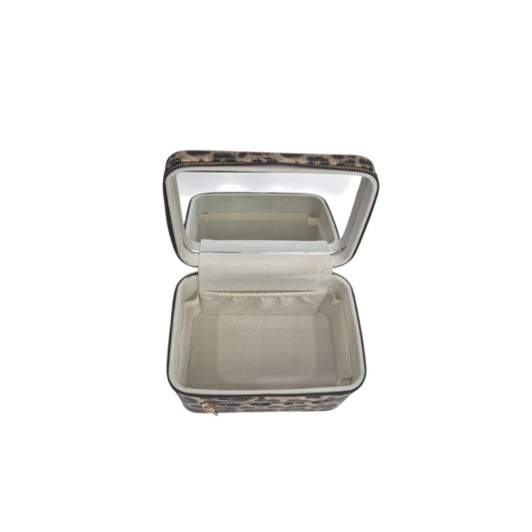 Aynalı Makyaj ve Takı Düzenleme Çantası - Fermuarlı Taşıma Kutusu