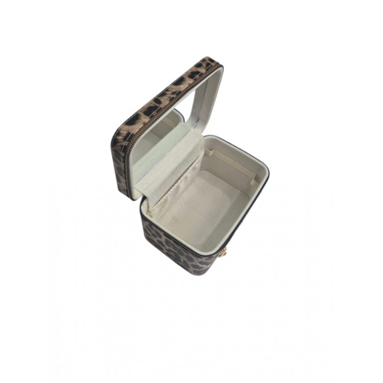 Aynalı Makyaj ve Takı Düzenleme Çantası - Fermuarlı Taşıma Kutusu