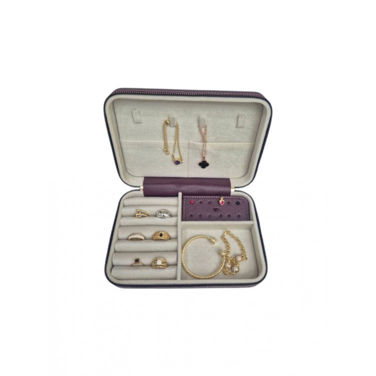 Kadın Takı Kutusu  Ahşap  Çok Gözlü, Taşınabilir, Fermuarlı Mücevher Saklama ve Düzenleme Kutusu – Yüzük, Kolye, Bilezik Organizer”