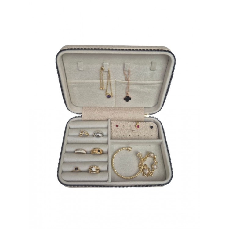 Kadın Takı Kutusu  Ahşap  Çok Gözlü, Taşınabilir, Fermuarlı Mücevher Saklama ve Düzenleme Kutusu – Yüzük, Kolye, Bilezik Organizer”