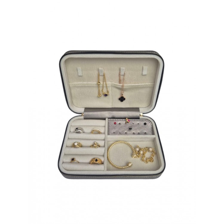 Kadın Takı Kutusu  Ahşap  Çok Gözlü, Taşınabilir, Fermuarlı Mücevher Saklama ve Düzenleme Kutusu – Yüzük, Kolye, Bilezik Organizer”