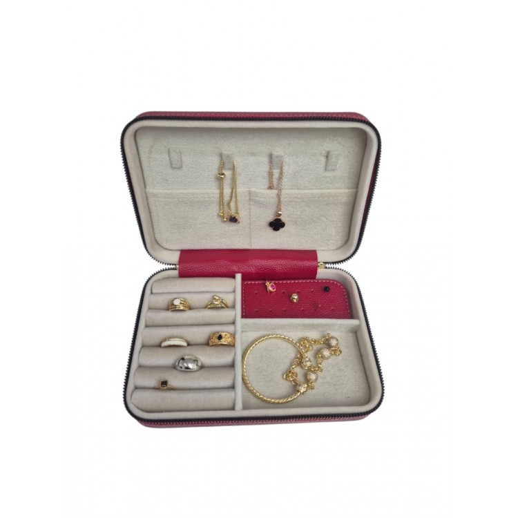 Kadın Takı Kutusu  Ahşap  Çok Gözlü, Taşınabilir, Fermuarlı Mücevher Saklama ve Düzenleme Kutusu – Yüzük, Kolye, Bilezik Organizer”