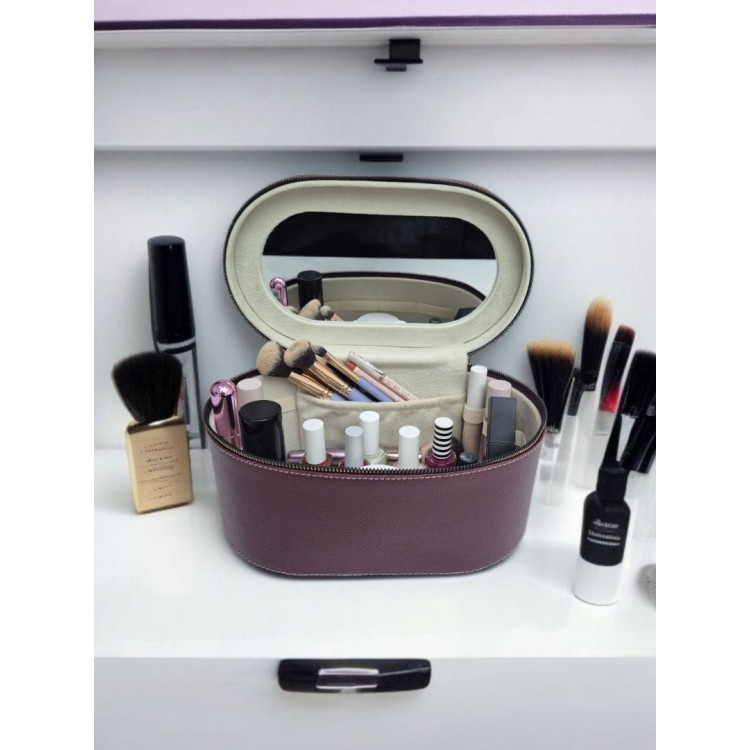 Aynalı Büyük Kapasiteli Makyaj ve Aksesuar Düzenleme Kutusu | Deri Görünümlü  Organizer