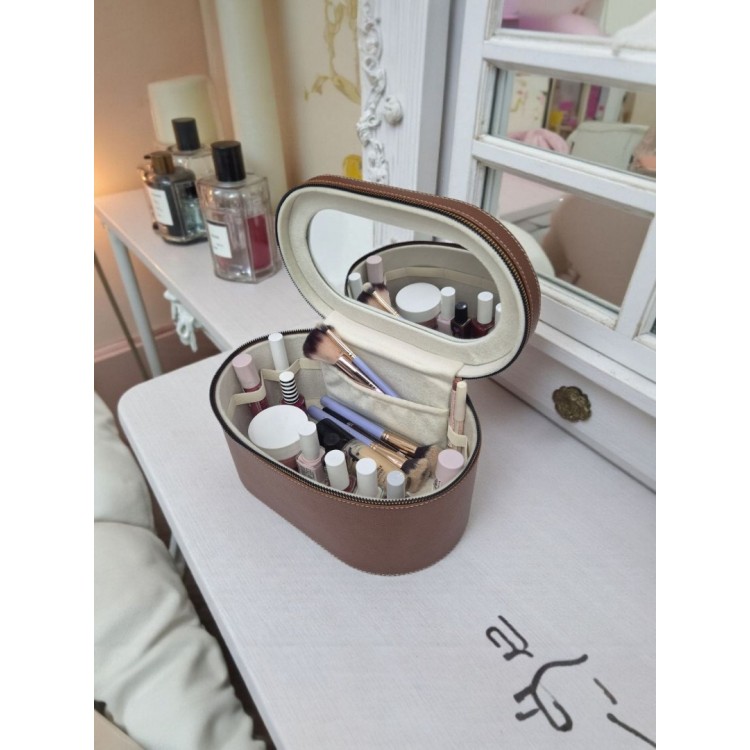 Aynalı Büyük Kapasiteli Makyaj ve Aksesuar Düzenleme Kutusu | Deri Görünümlü  Organizer
