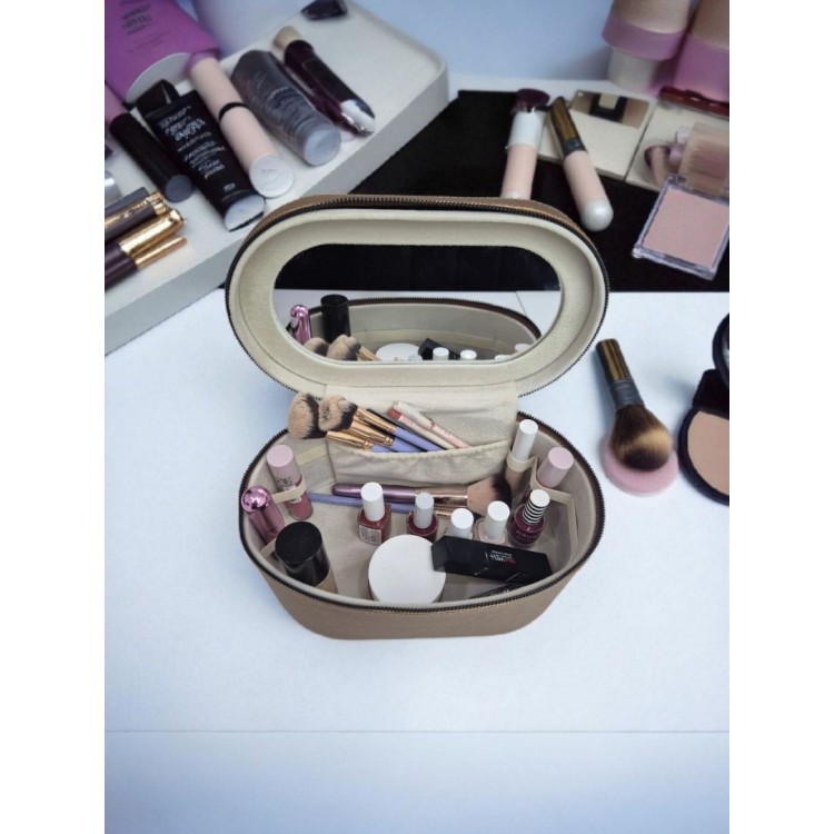 Aynalı Büyük Kapasiteli Makyaj ve Aksesuar Düzenleme Kutusu | Deri Görünümlü  Organizer