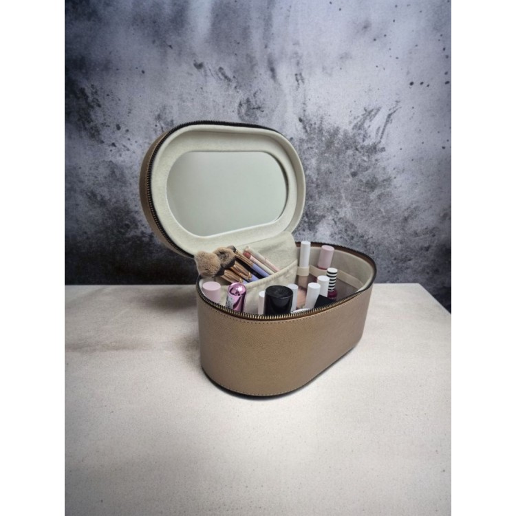 Aynalı Büyük Kapasiteli Makyaj ve Aksesuar Düzenleme Kutusu | Deri Görünümlü  Organizer