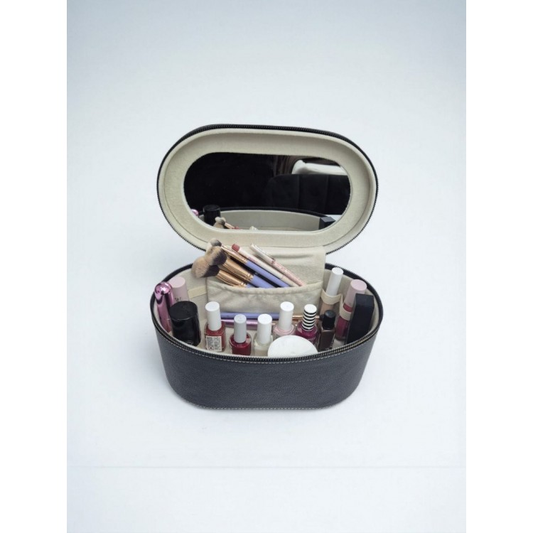 Aynalı Büyük Kapasiteli Makyaj ve Aksesuar Düzenleme Kutusu | Deri Görünümlü  Organizer