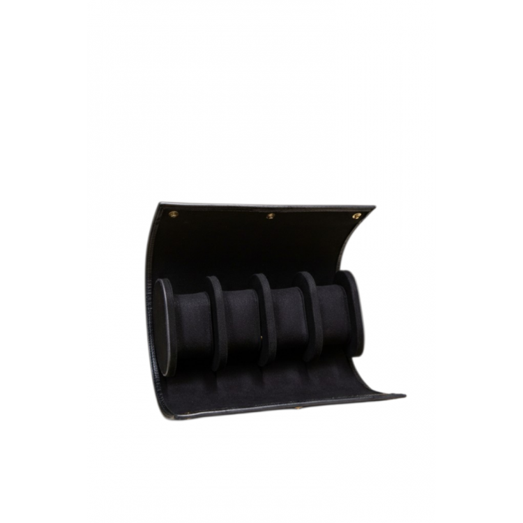 ’lü Deri Saat Kutusu Silindir Tasarım Taşınabilir Saat Saklama Organizer 24x11x7 cm(Siyah)