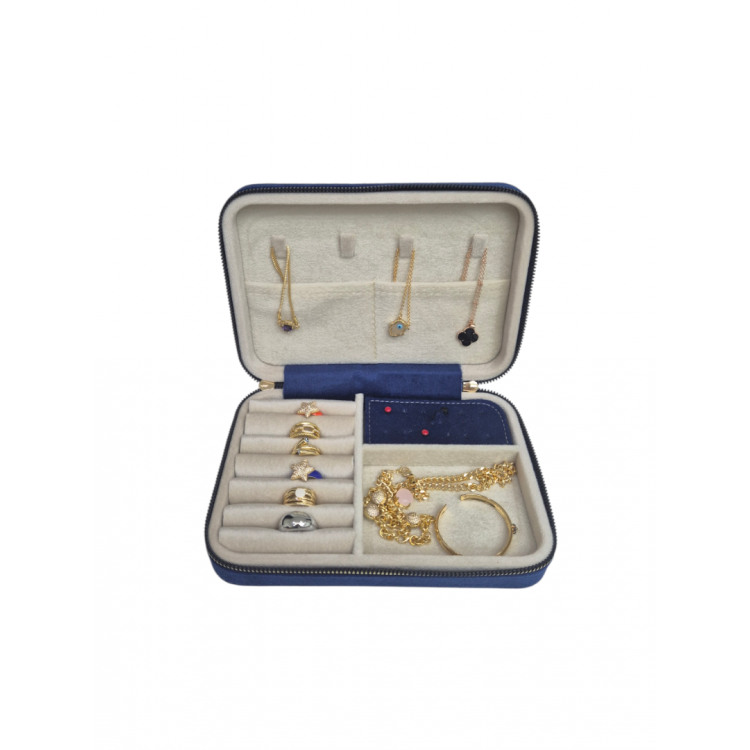 Büyük Boy ( 14×21) Kadife Düzenleyici Takı Saklama Kutusu Seyehat Çantasi Ahşap Kasa