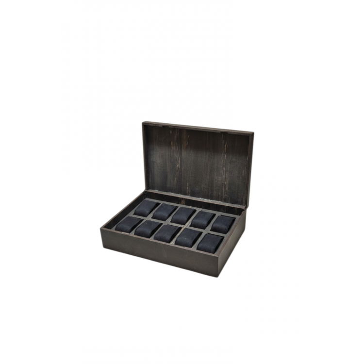 Ahşap 10’lu Saat Kutusu MDF Mıknatıslı Kapaklı 31x21x9 cm Saat Saklama ve Organizer Kutusu