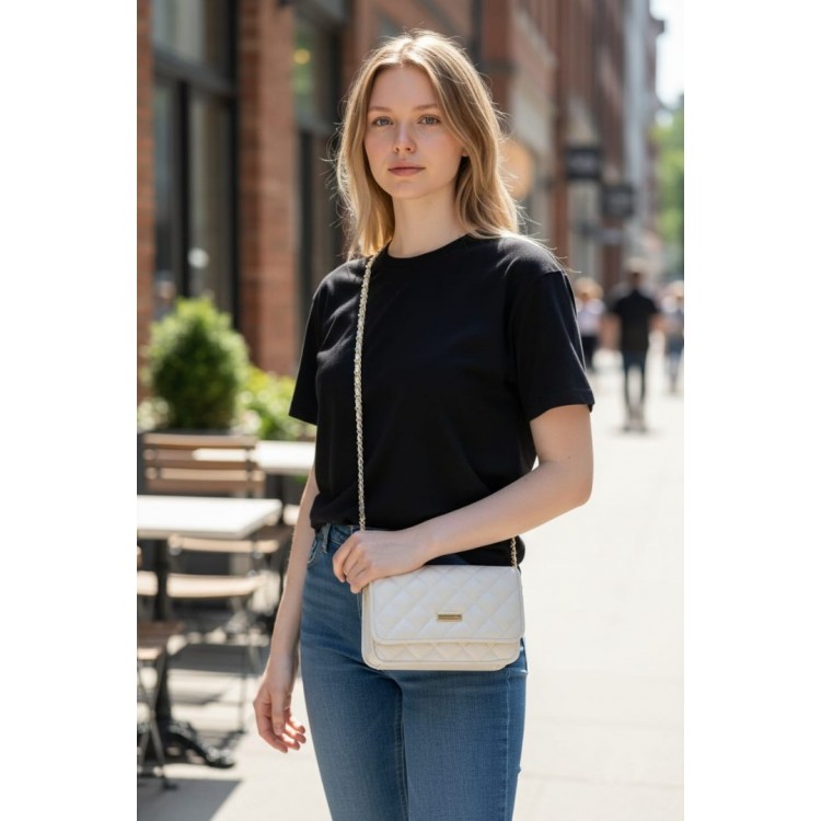 Kadın Kapitone Zincir Askılı Çapraz Çanta – Çok Gözlü, Kartlıklı, Fermuarlı Bölmeli