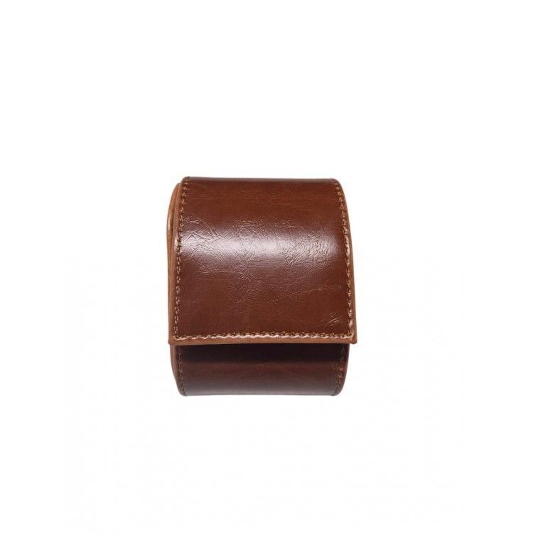 Tekli Saat Kutusu Çıtçıtlı Deri Saat Koruma Kılıfı Taba